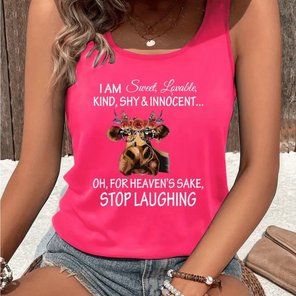 Tops - Women's Pink Graphic Tank Top